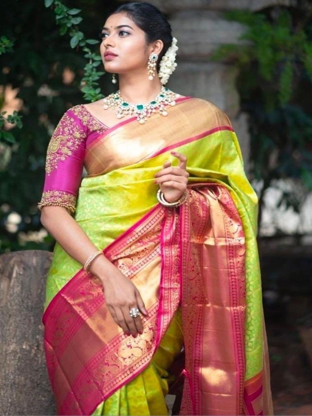 all about you Woven Design Zari Silk Blend Heavy Work Kanjeevaram Saree thumbnail 2