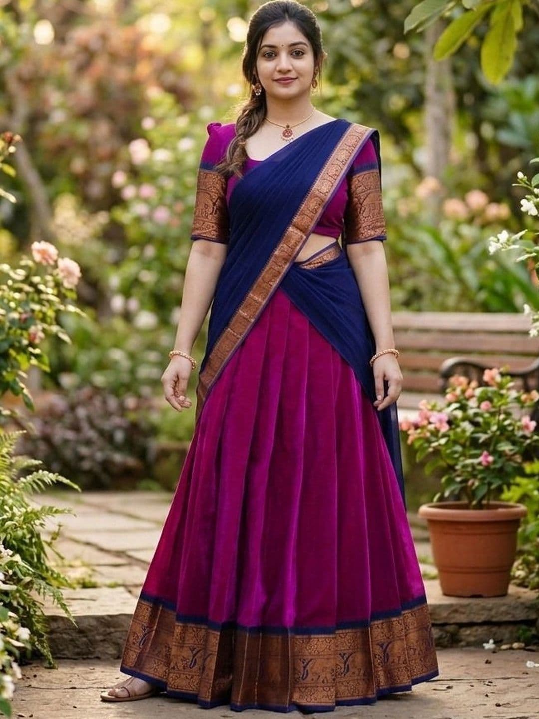 HERE&NOW Unstitched Lehenga & Blouse With Dupatta thumbnail 5