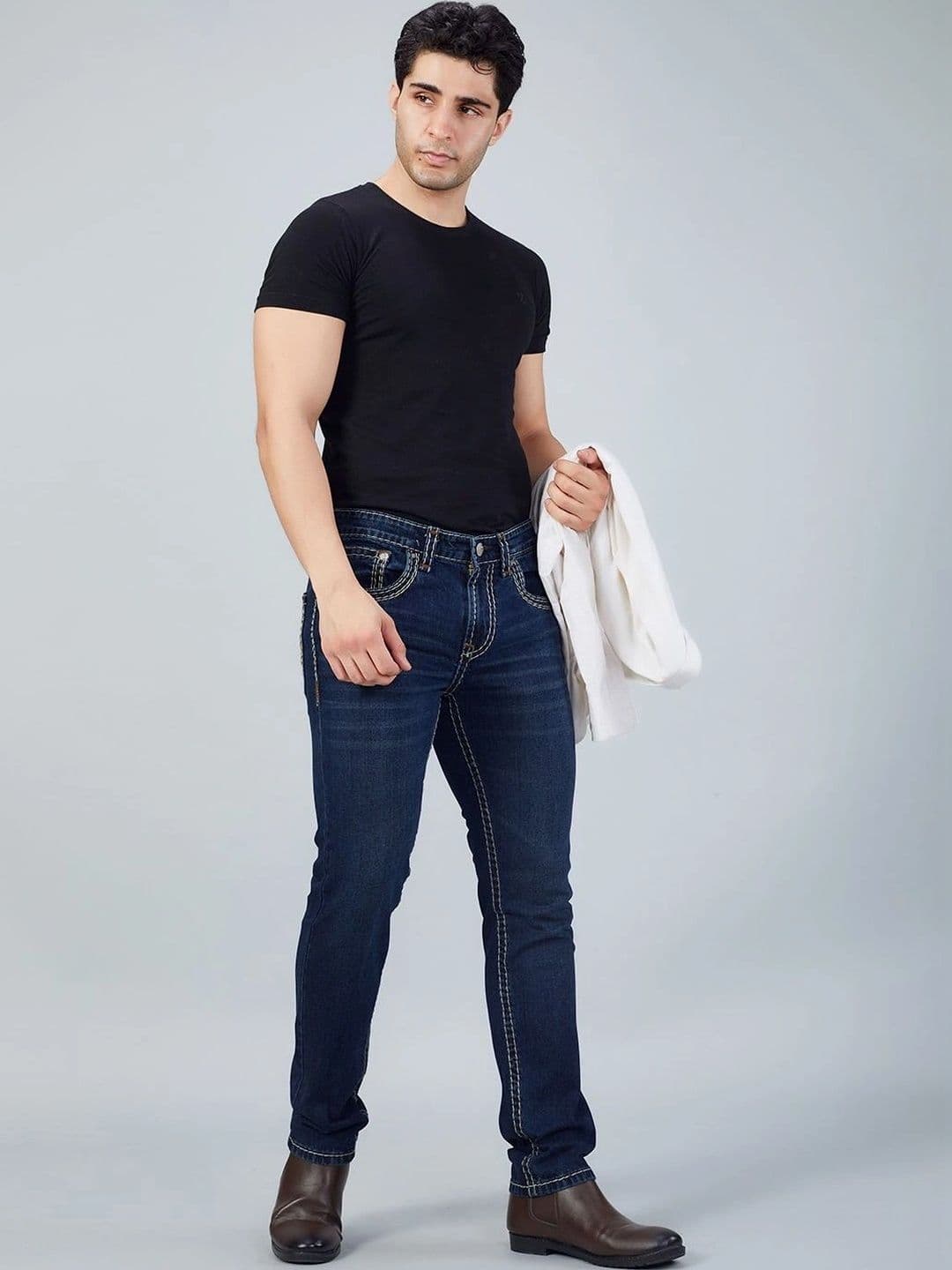 FLYING SHARK Men Slim Fit Mid-Rise Stretchable Jeans thumbnail 4