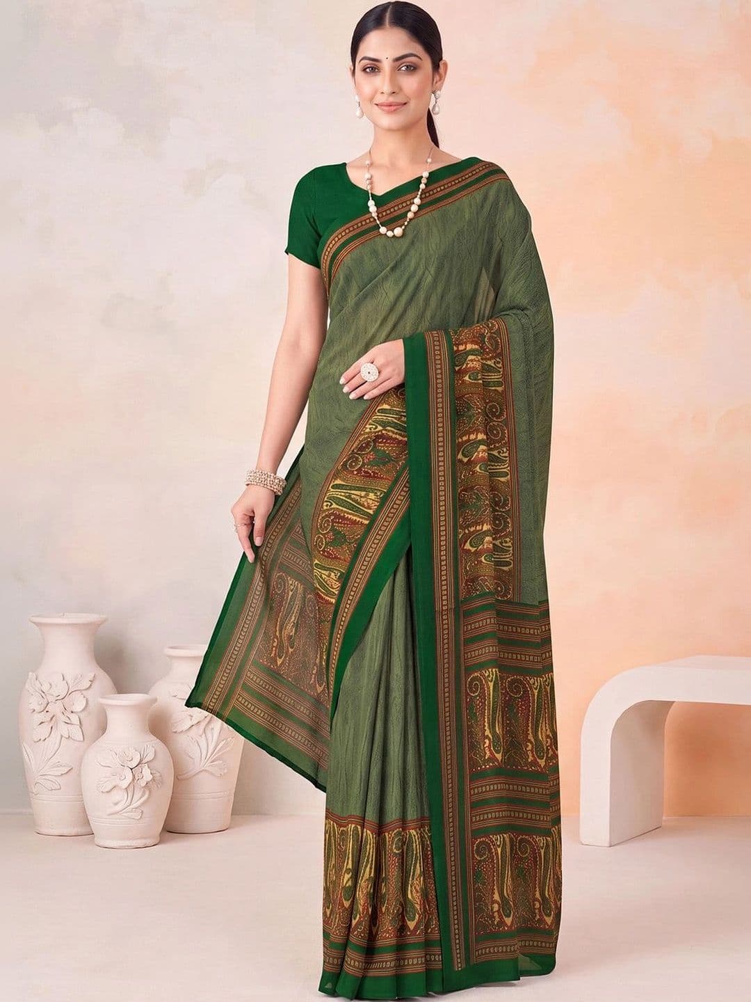 Anouk Paisley Poly Crepe Designer Saree thumbnail 3