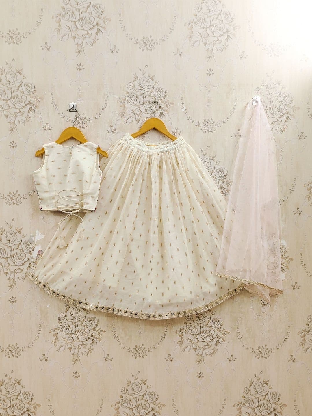 KALINI Girls Embroidered Mirror Work Ready to Wear Lehenga & Blouse With Dupatta thumbnail 7