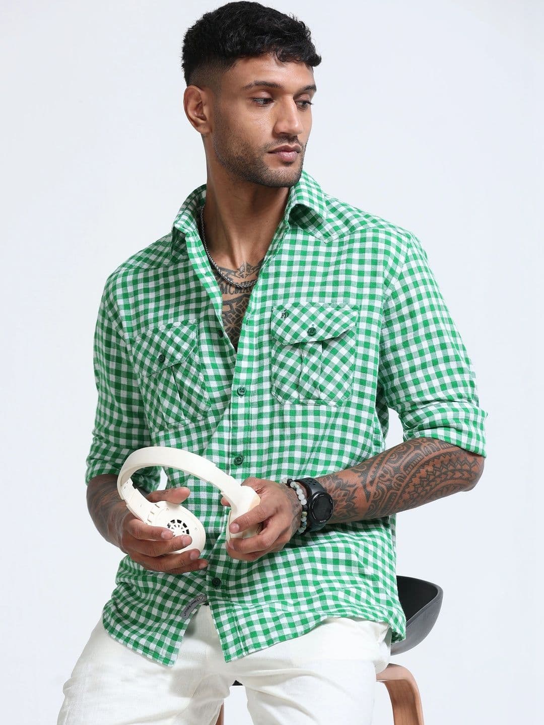FashionDistrict Men Comfort Gingham Checks Sheer Checked Casual Shirt - view 1