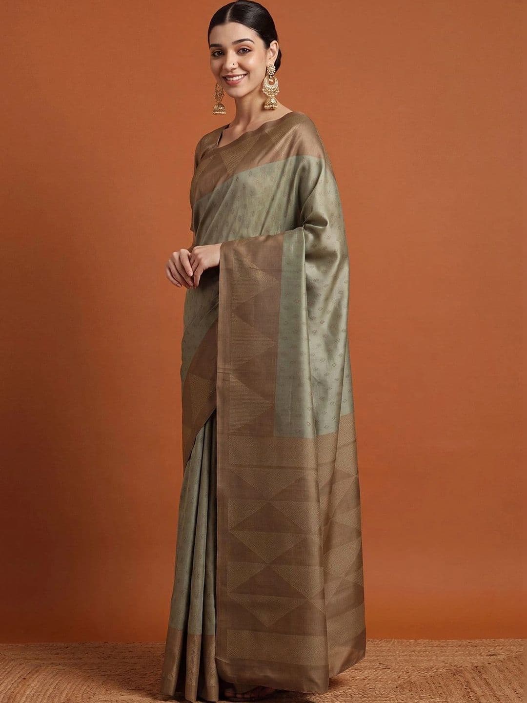 Anouk Woven Design Silk Blend Designer Tussar Saree thumbnail 7