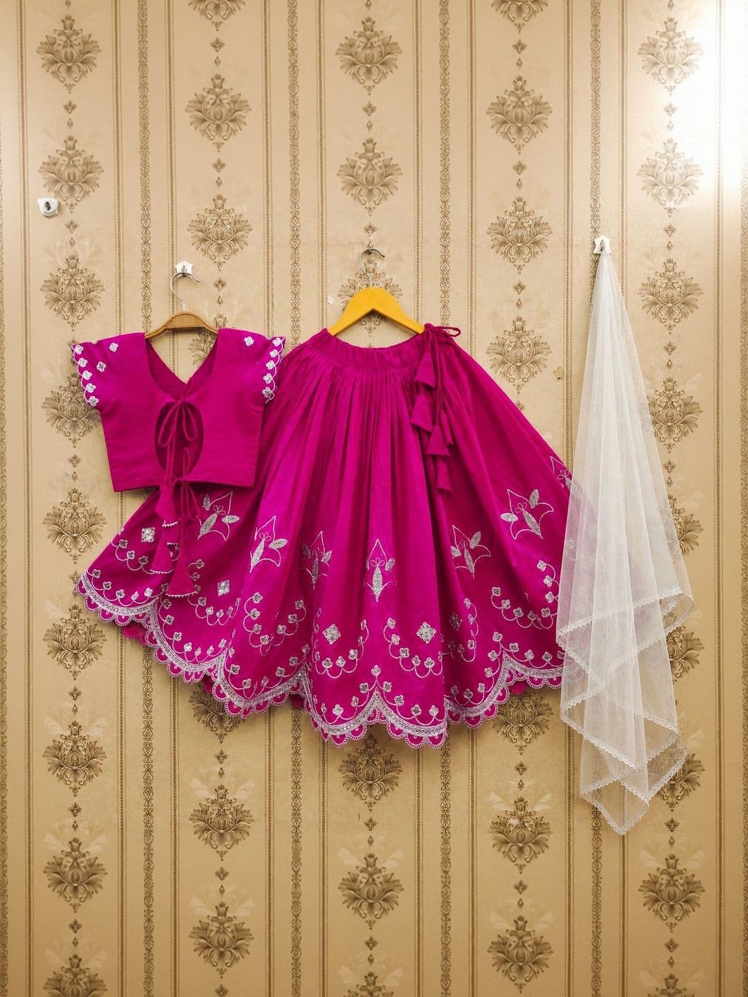 KALINI Girls Embroidered Thread Work Ready to Wear Lehenga & Blouse With Dupatta thumbnail 5
