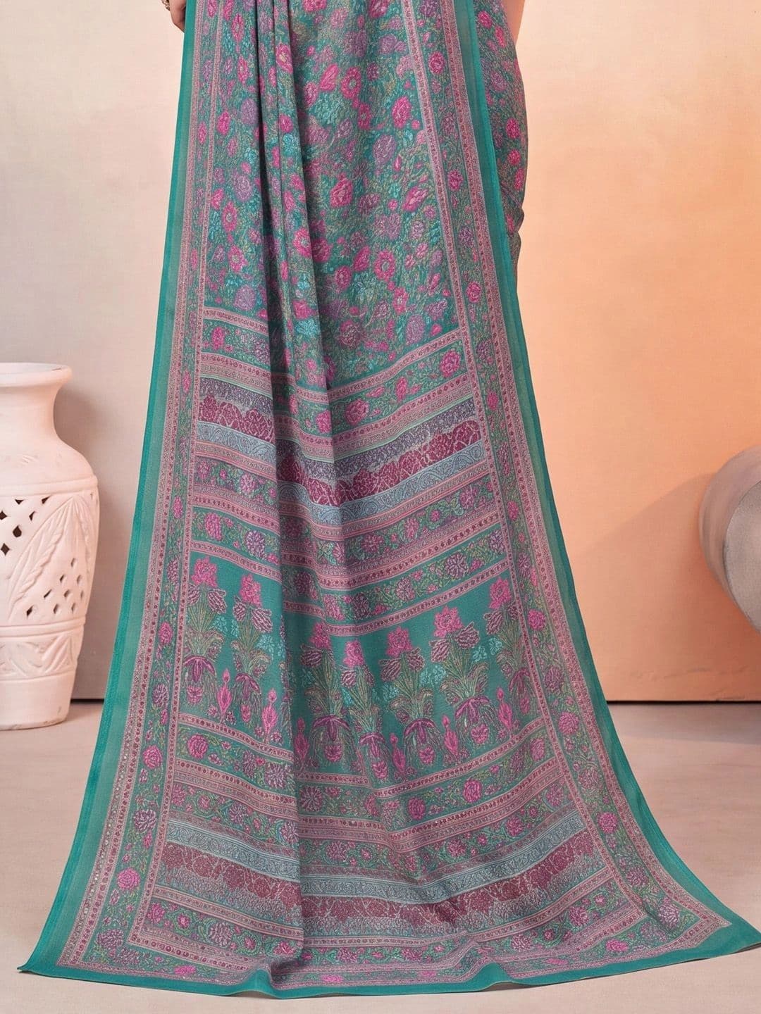 Anouk Floral Poly Crepe Designer Saree thumbnail 6