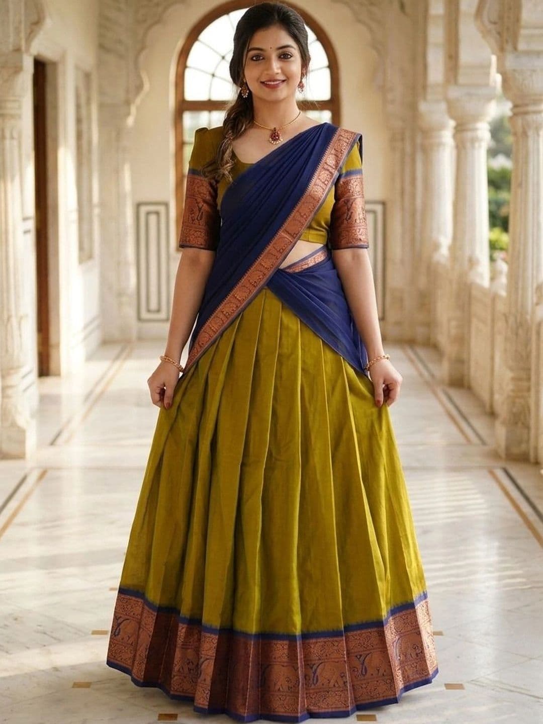 HERE&NOW Unstitched Lehenga & Blouse With Dupatta thumbnail 2