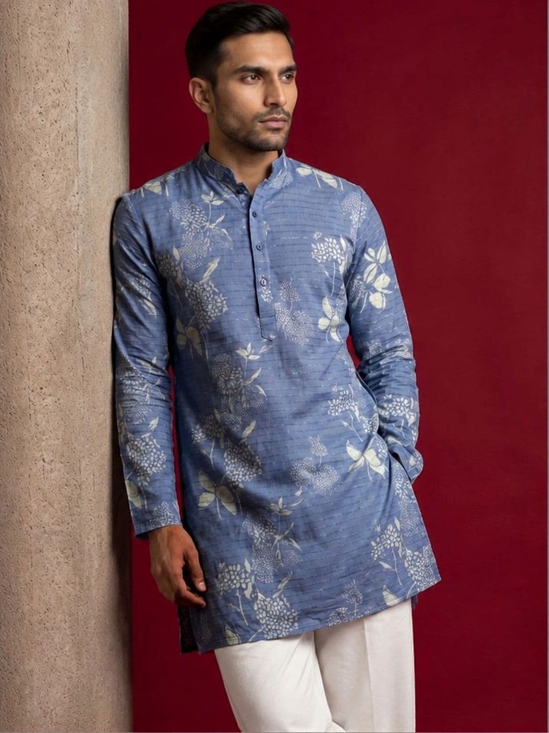 Jompers Men Floral Printed Indie Prints Kurta thumbnail 2
