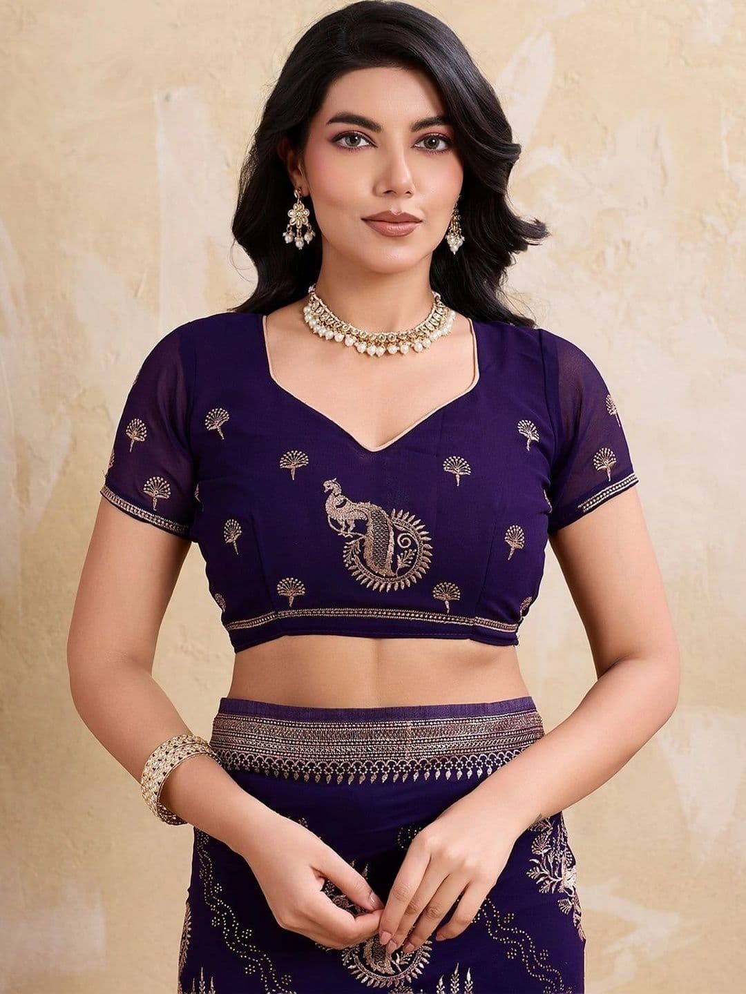 Leelavati Ethnic Motifs Embroidered Pure Chiffon Saree thumbnail 6