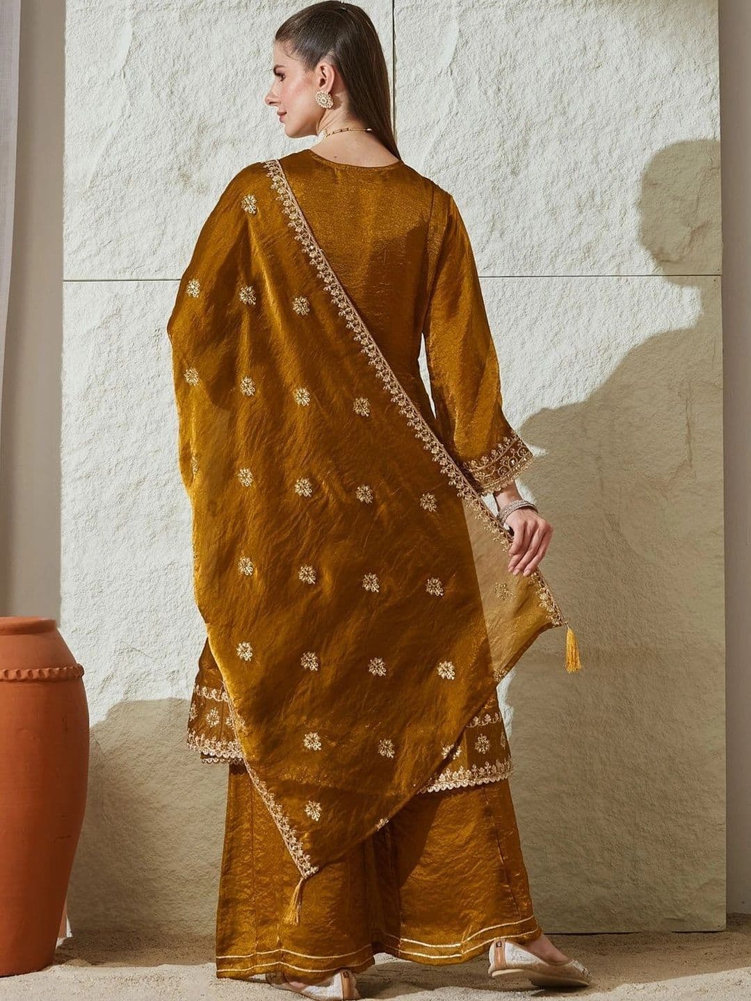 MOKOSH Women Embroidered Anarkali Kurta and Palazzo Set with Dupatta thumbnail 5