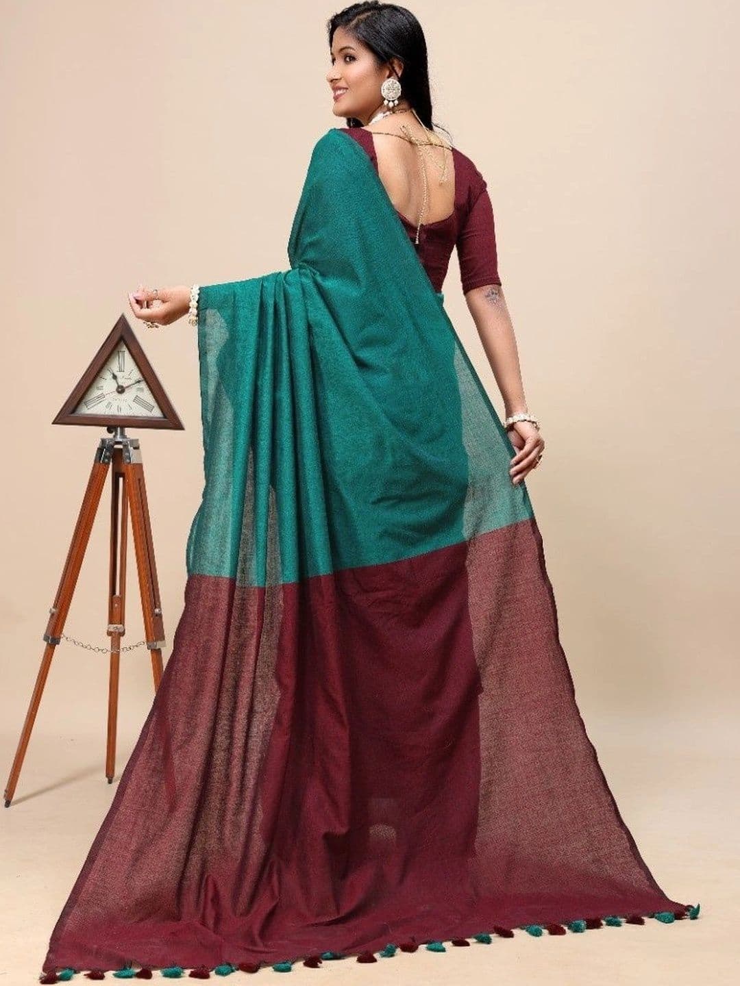 aeriebier Zari Khadi Saree thumbnail 2