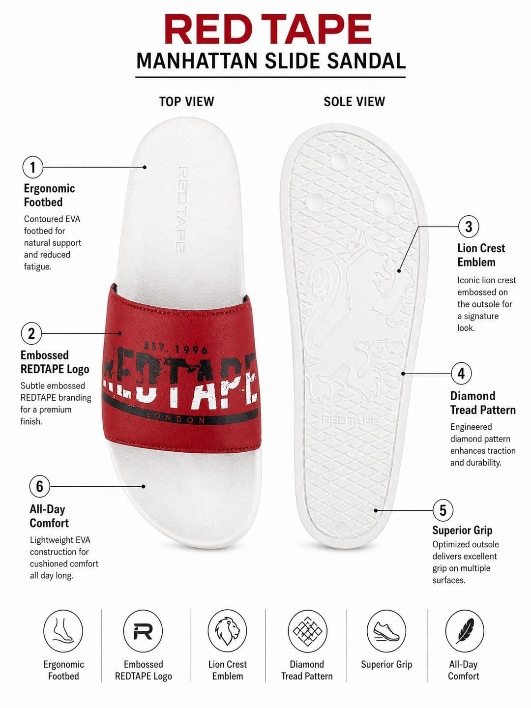 Red Tape Men Printed Sliders thumbnail 2