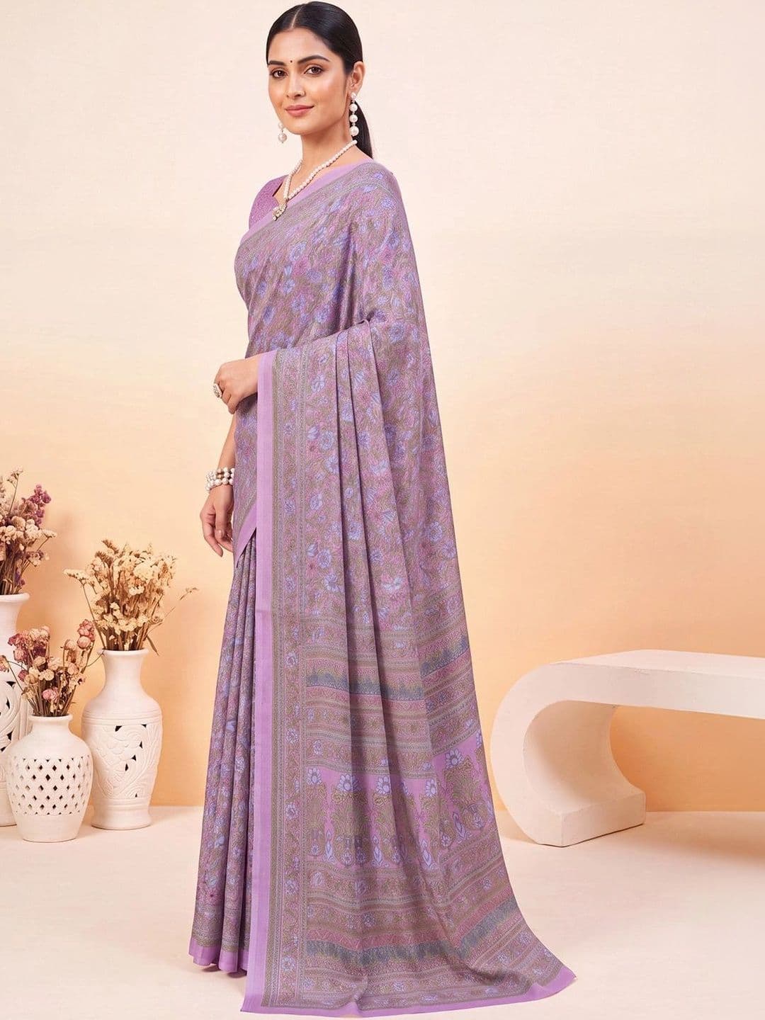 Anouk Floral Poly Crepe Designer Saree thumbnail 5