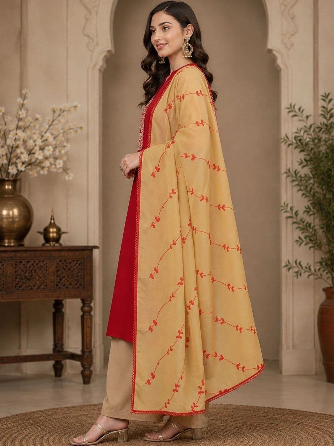 STUTI FASHION Ethnic Motifs Embroidered Dupatta with Thread Work thumbnail 2