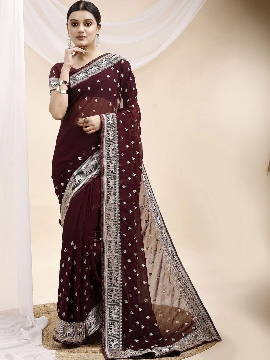 Leelavati Embellished Embroidered Pure Georgette Saree - view 1