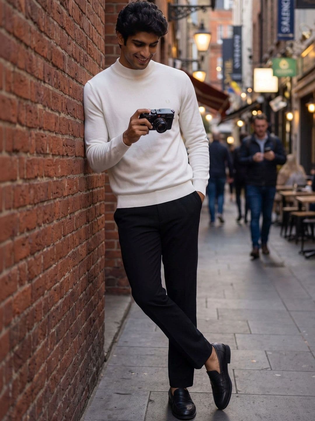 HERE&NOW Men Cotton Regular Fit High-Neck Pullover thumbnail 3