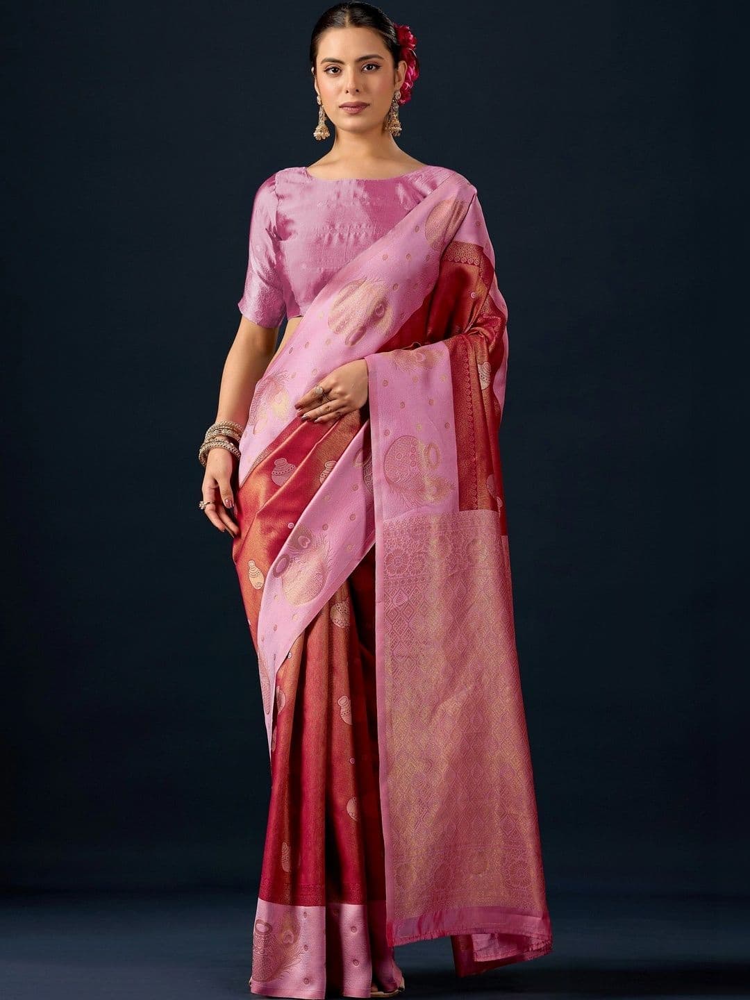 ERIKA Woven Design Zari Silk Blend Designer Banarasi Saree - view 1