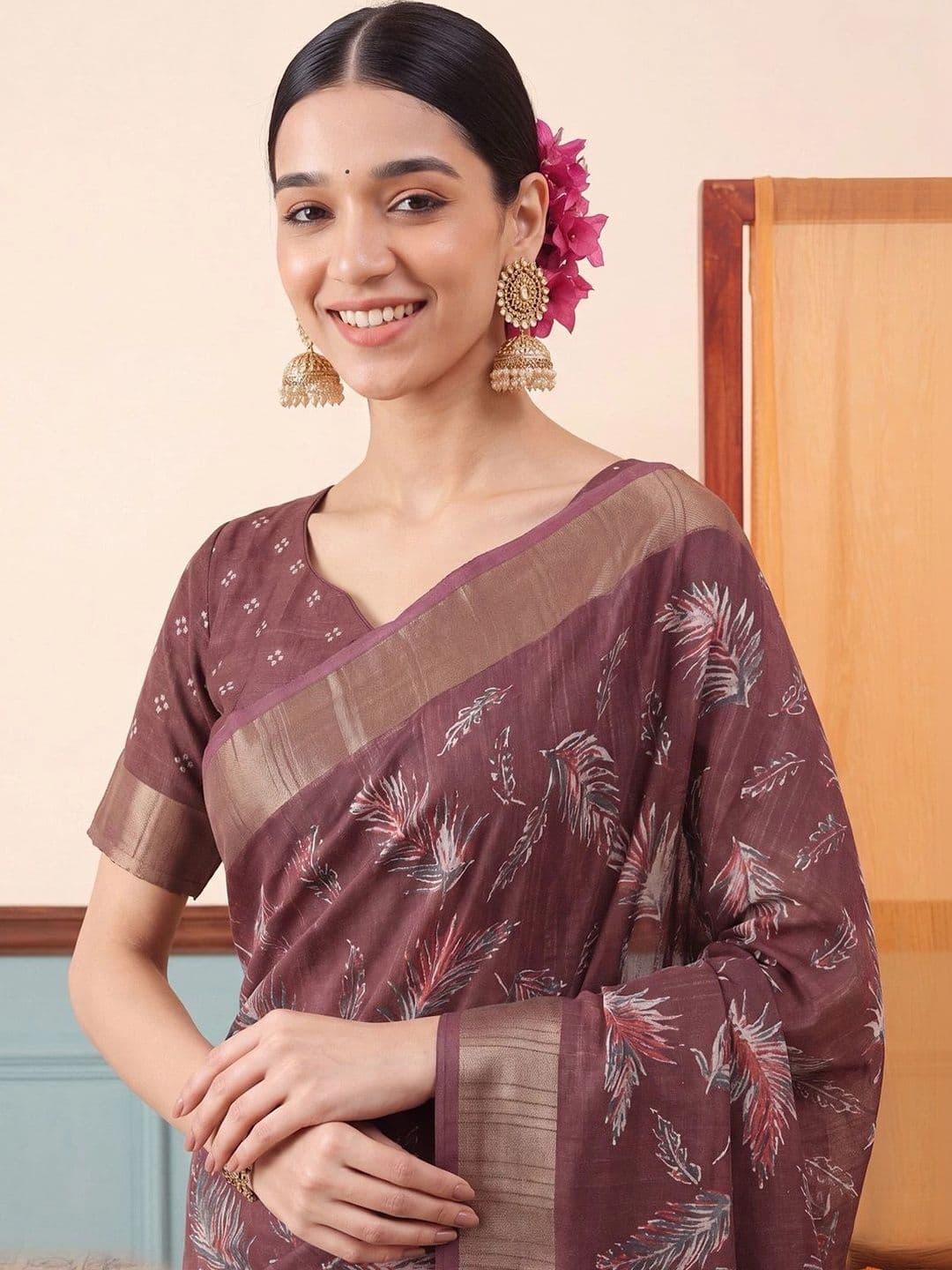 Anouk Zari Silk Blend Designer Saree thumbnail 4