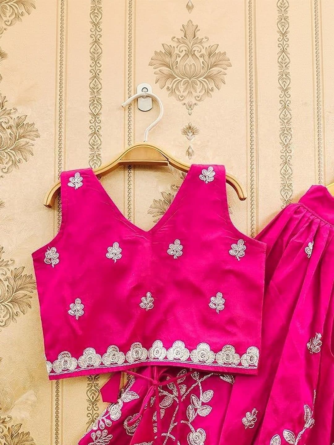 KALINI Girls Embroidered Thread Work Ready to Wear Lehenga & thumbnail 6