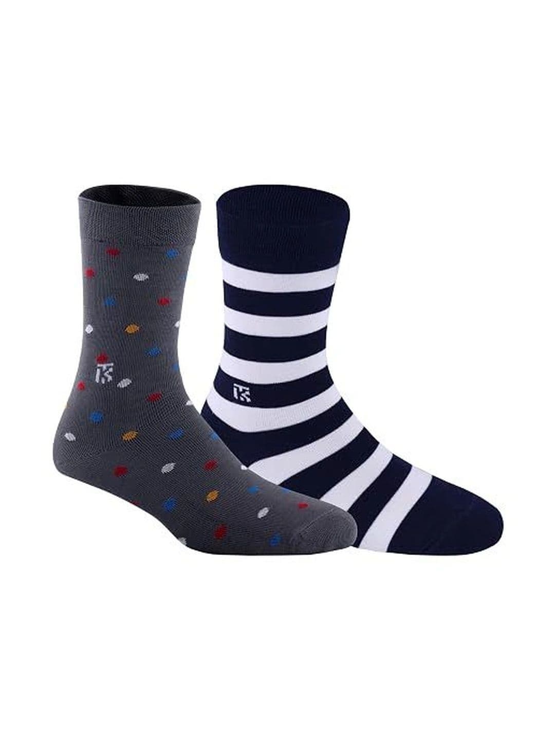 Kikitoes Men Pack of 2 Assorted Patterned Bamboo Striped Crew Socks - view 1