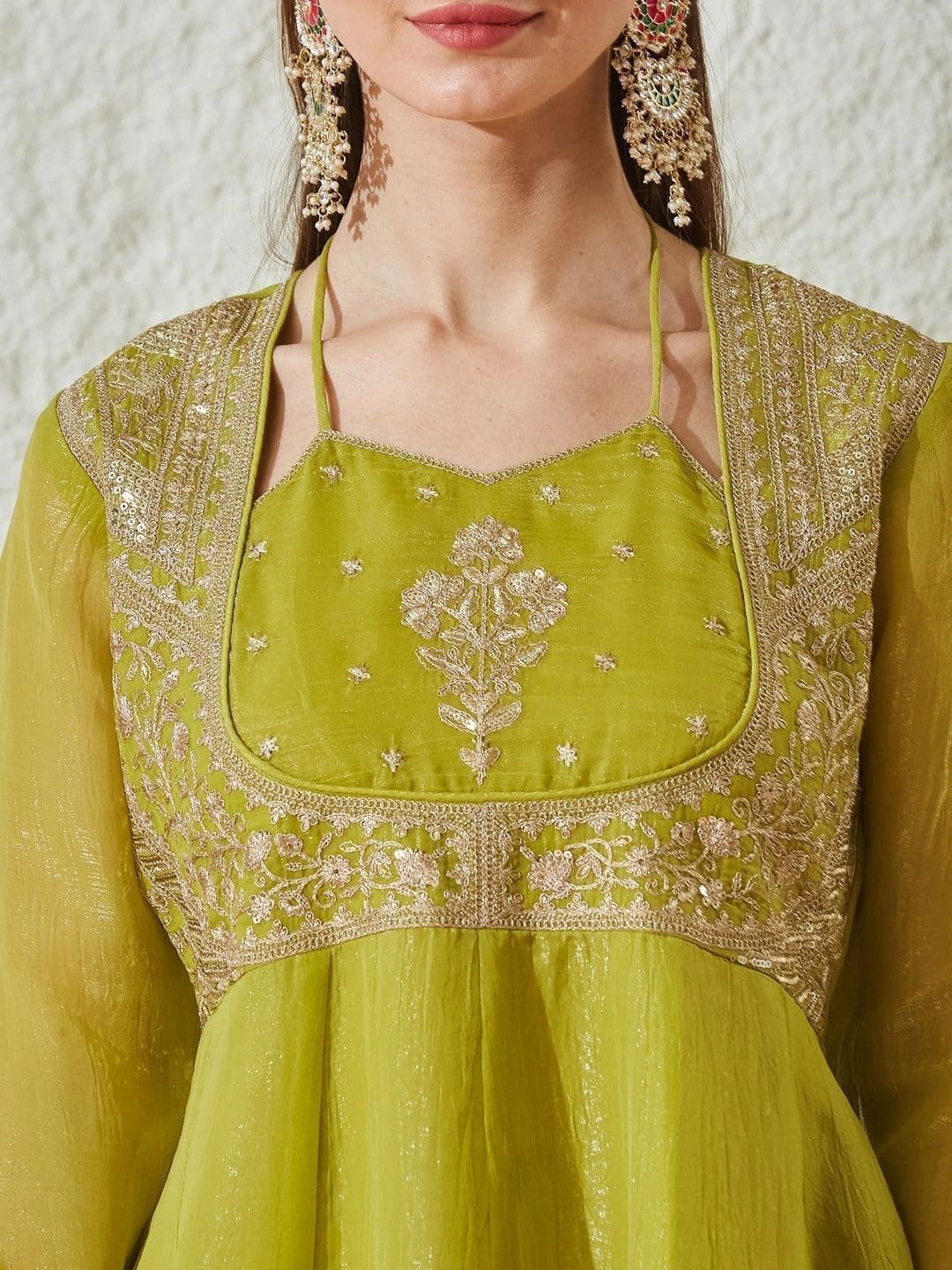 MOKOSH Women Embroidered Anarkali Kurta and Palazzo Set with Dupatta thumbnail 4
