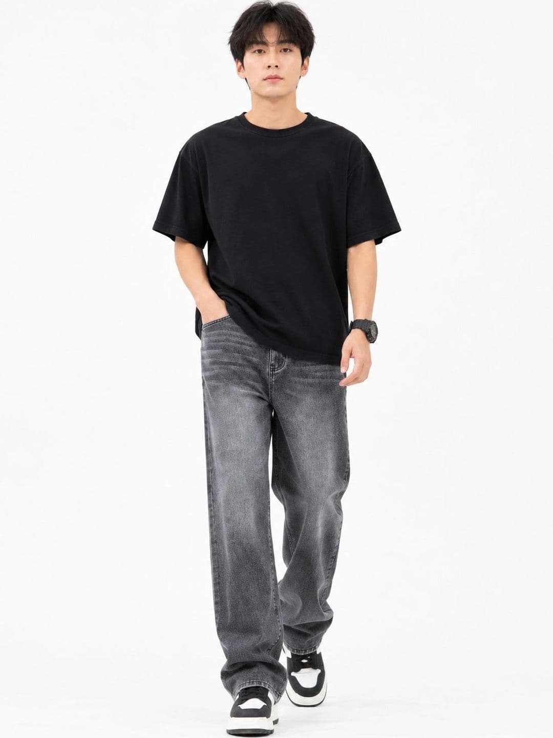 PINKLIT Men Straight Fit Mid-Rise Light Fade Jeans thumbnail 2