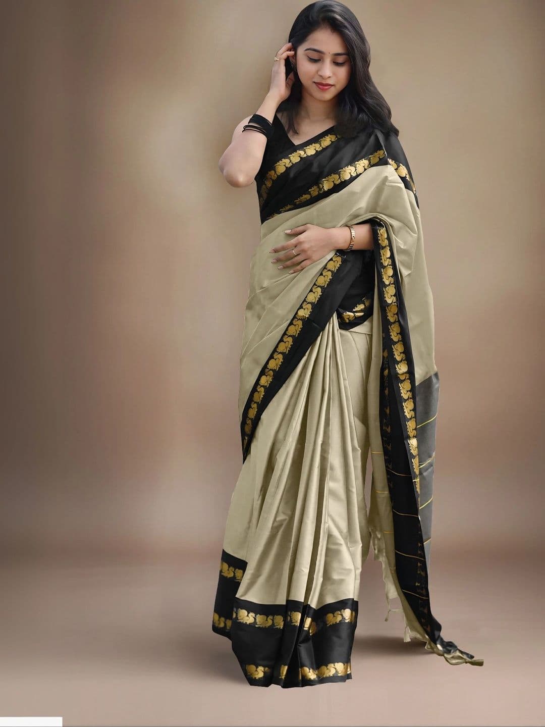 UMANTA Ethnic Motifs Zari Silk Cotton Designer Gadwal Saree - view 1