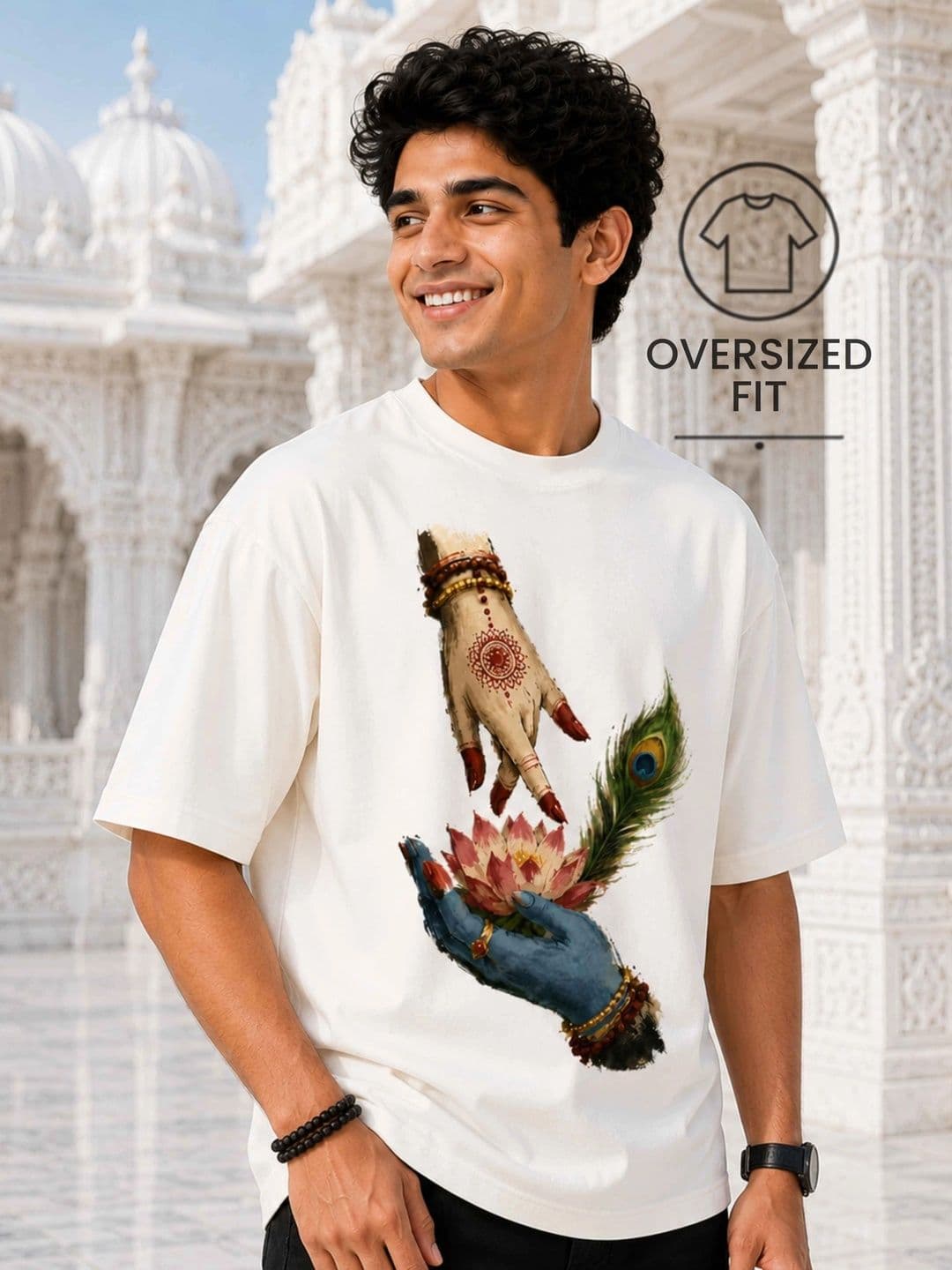 EXCELLO Men Printed Drop-Shoulder Sleeves T-shirt thumbnail 3