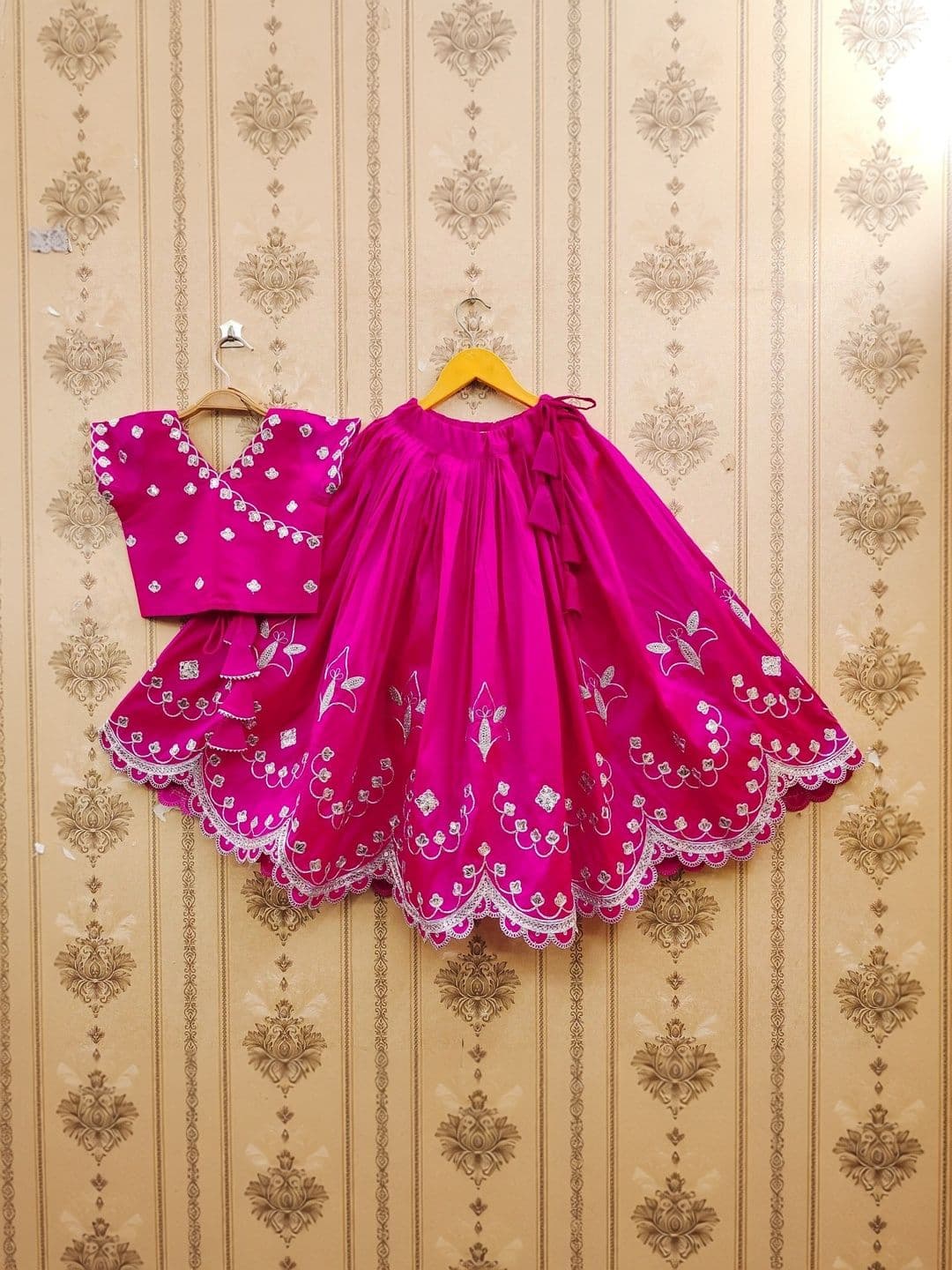 KALINI Girls Embroidered Thread Work Ready to Wear Lehenga & thumbnail 2