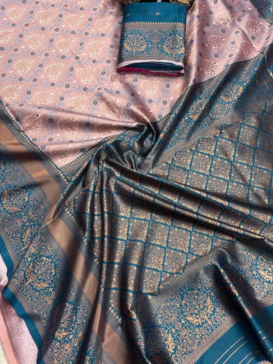 ZELLURE Woven Design Zari Art Silk Kanjeevaram Saree thumbnail 4