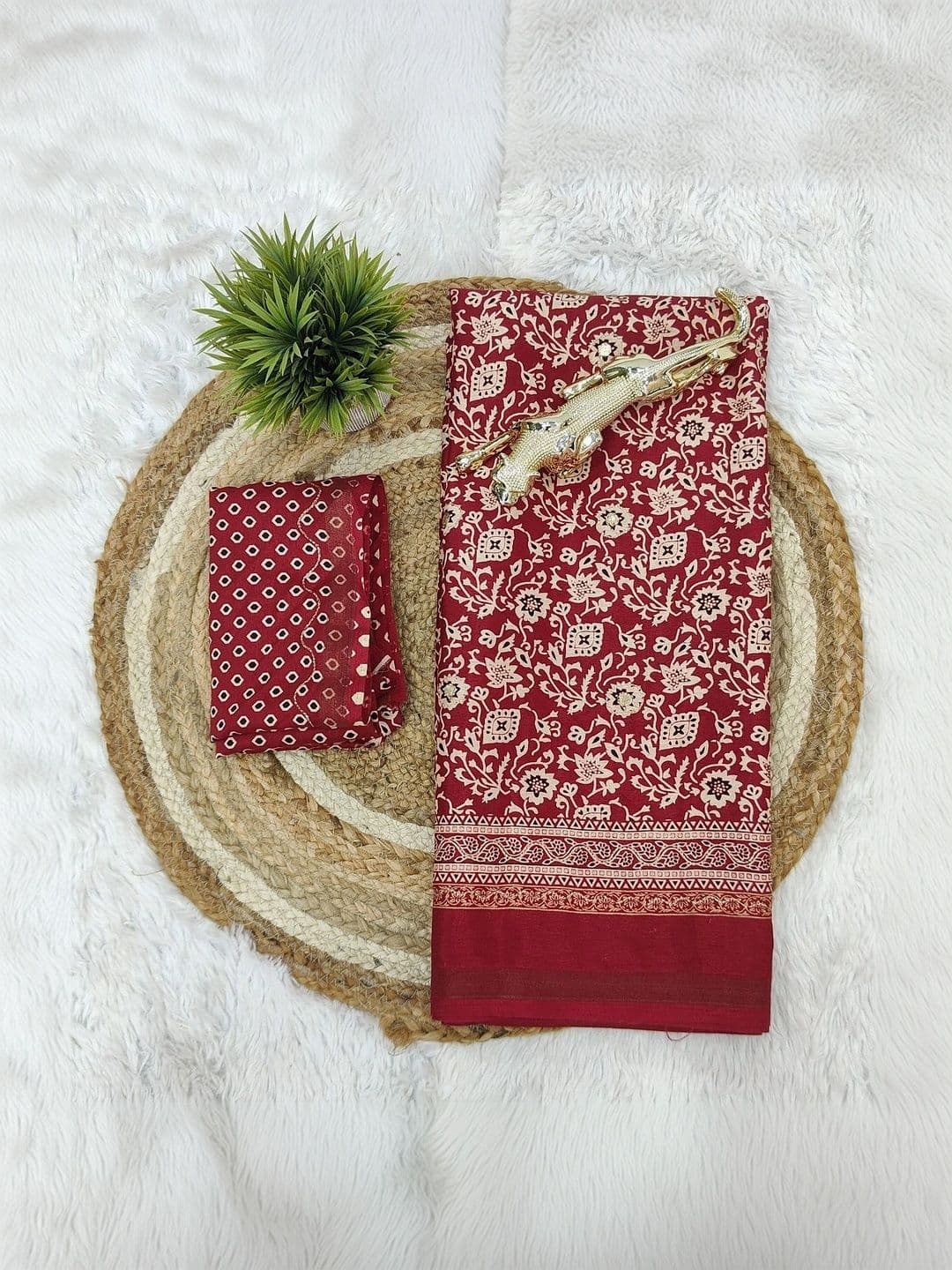FABBRITY Paisley Mirror Work Pure Cotton Designer Saree thumbnail 3