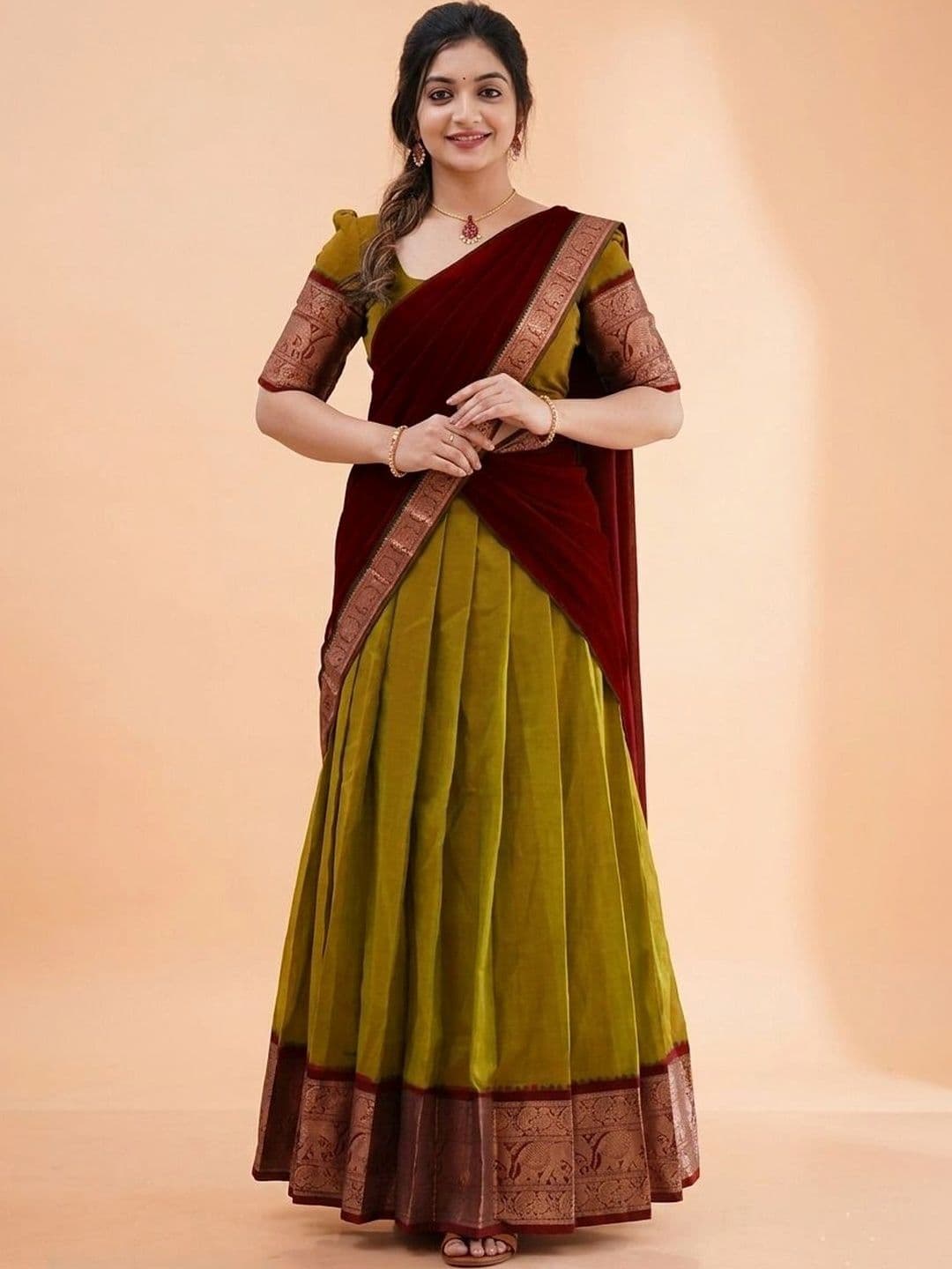 all about you women Embroidered Unstitched Lehenga & Blouse With Dupatta thumbnail 3