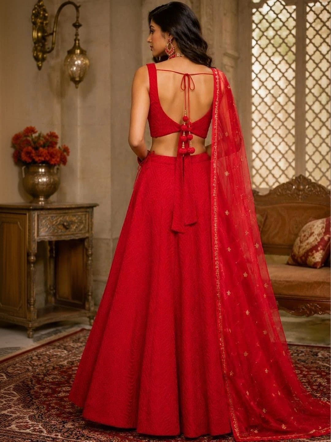 Indi Kal Embroidered Thread Work Ready to Wear Lehenga & Blouse With Dupatta thumbnail 6