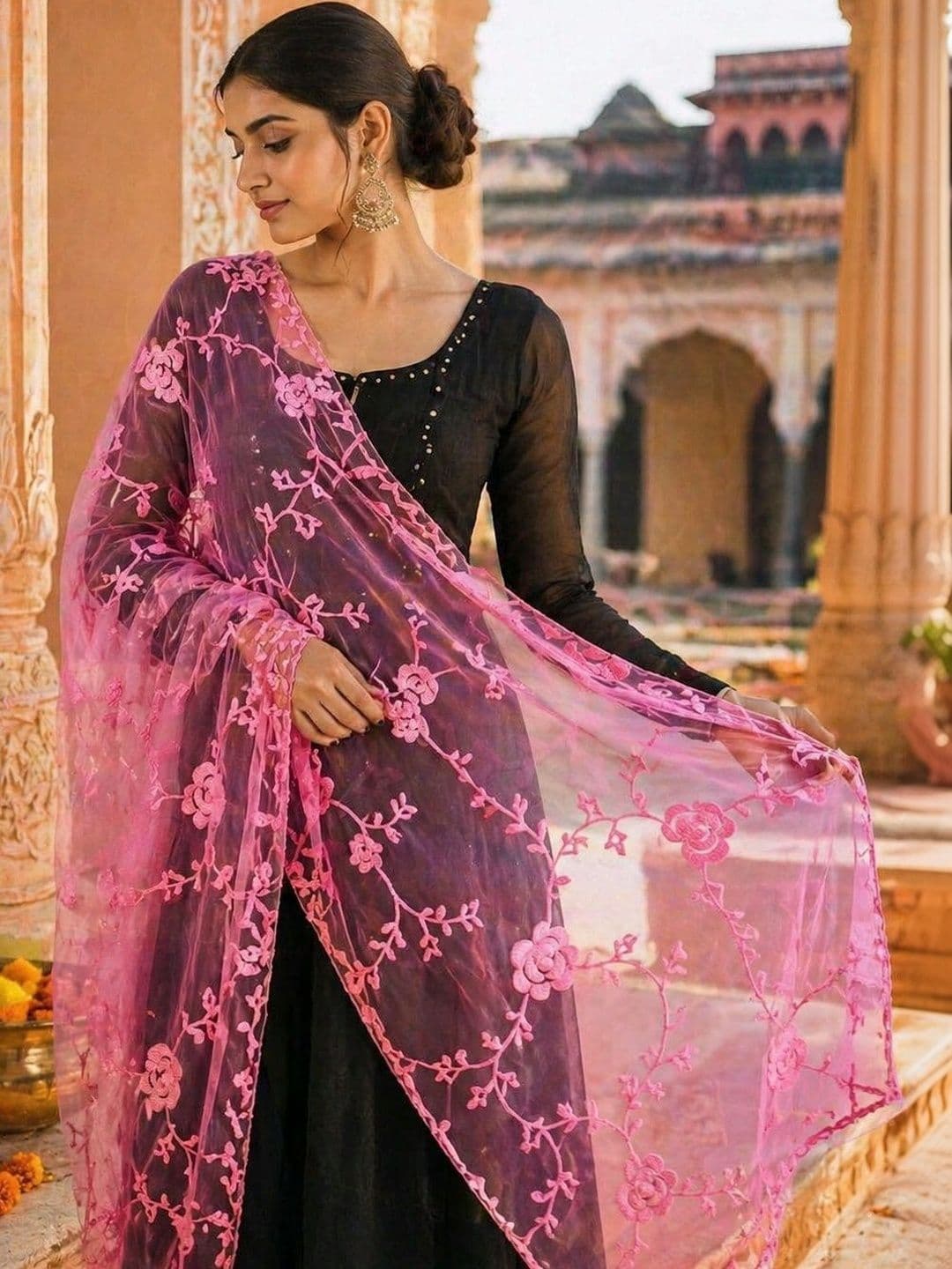 STUTI FASHION Embroidered Dupatta with Thread Work thumbnail 3
