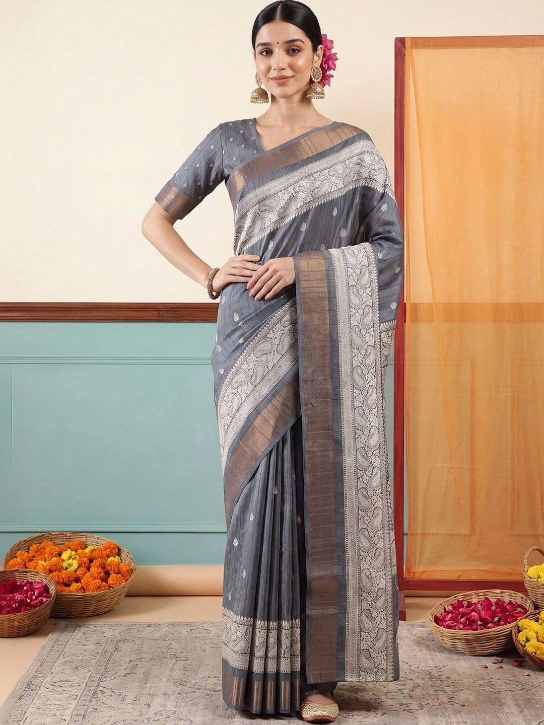 Anouk Woven Design Zari Silk Blend Designer Saree - view 1