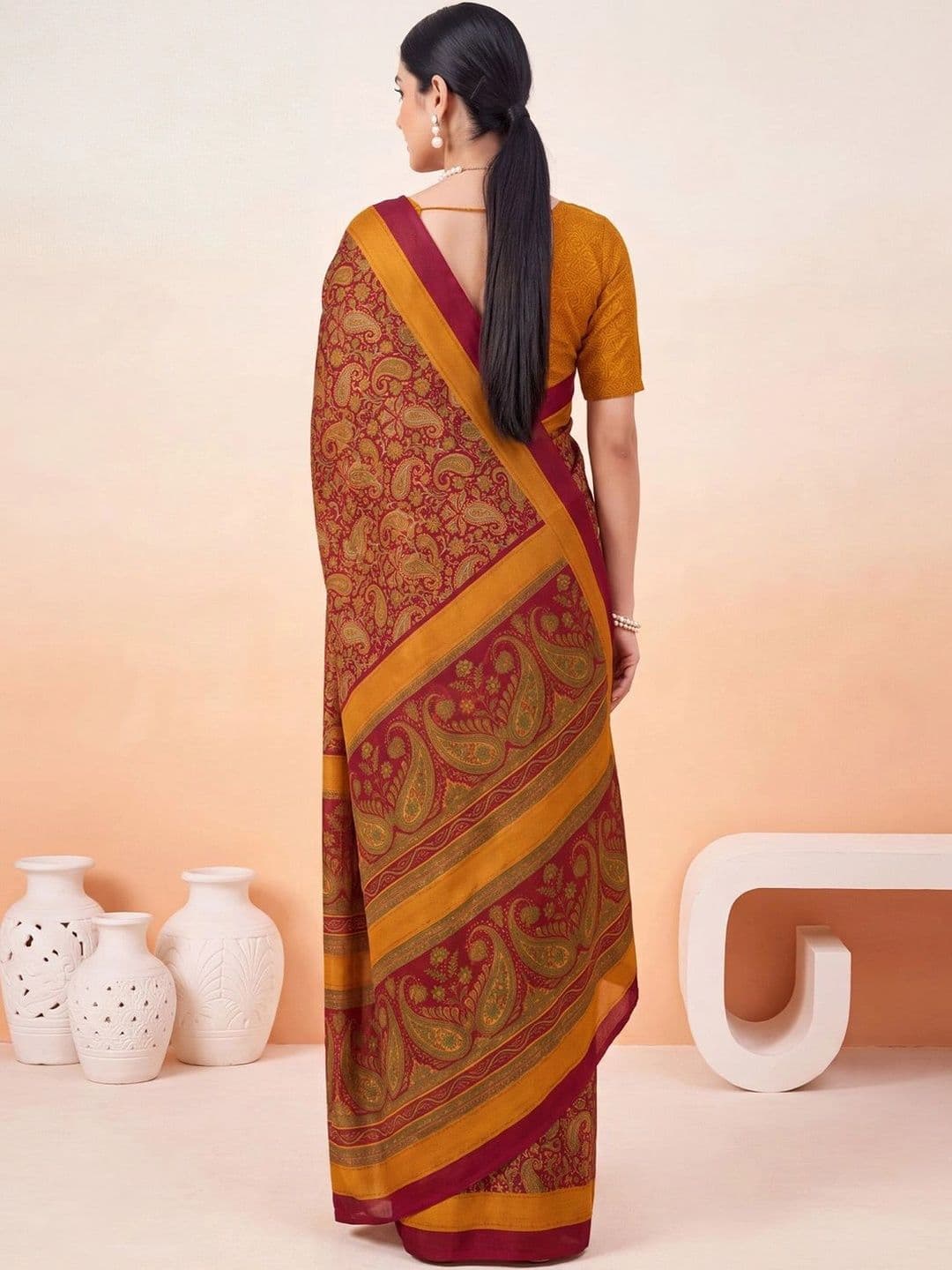 Anouk Paisley Poly Crepe Designer Saree thumbnail 7