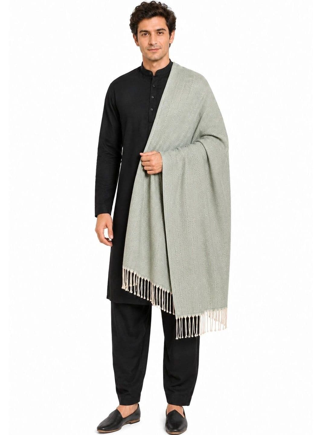 WOOLOASIS Men Woven Design Stole thumbnail 4