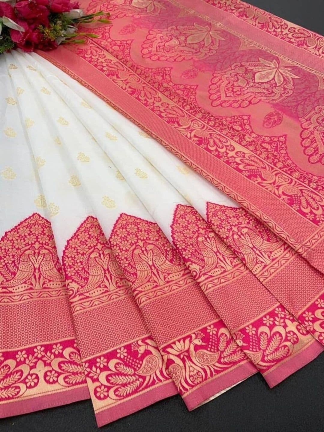 all about you Woven Design Zari Silk Blend Heavy Work Kanjeevaram Saree thumbnail 2