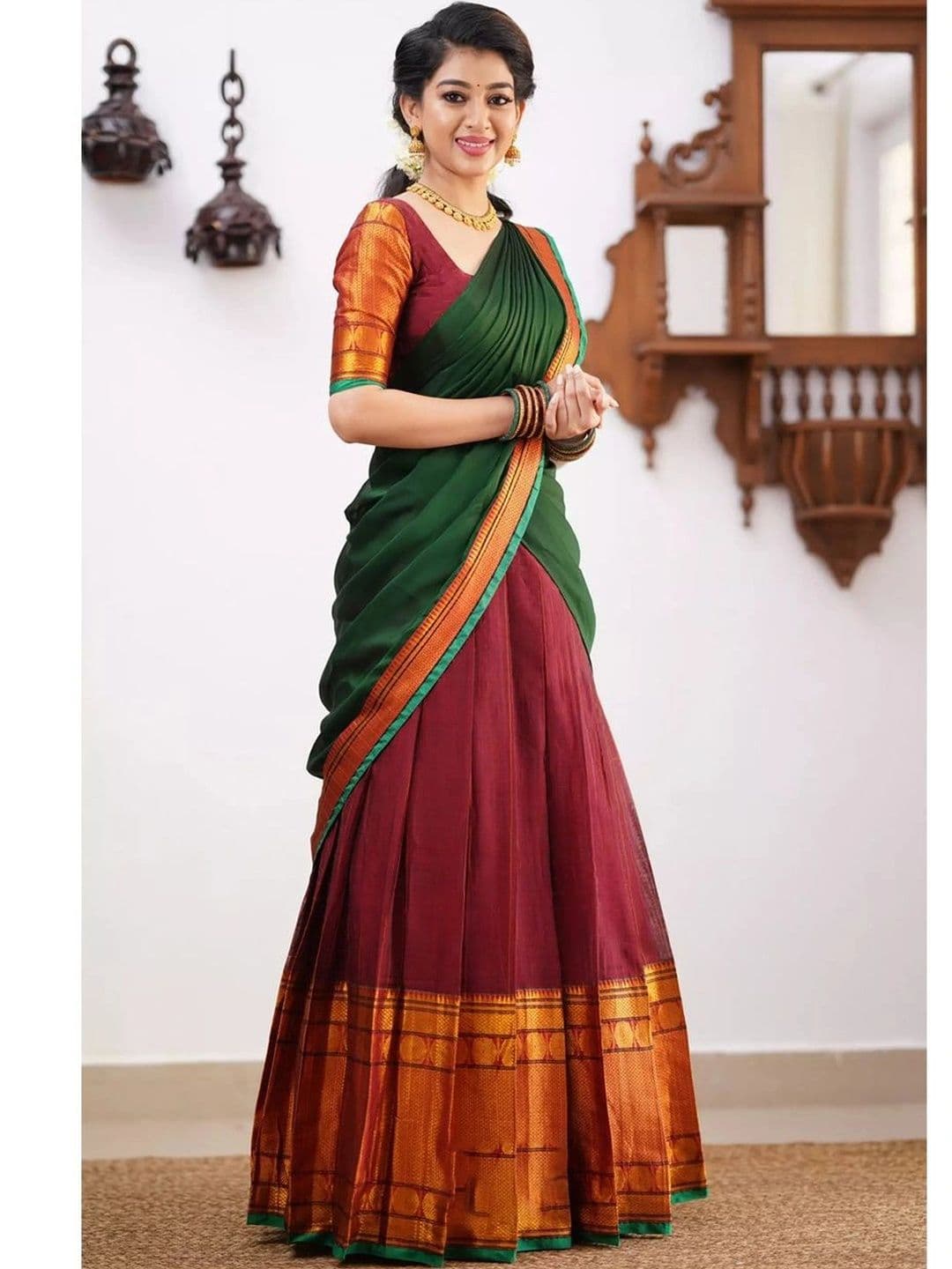 HERE&NOW Embellished Unstitched Lehenga & Blouse With Dupatta thumbnail 2