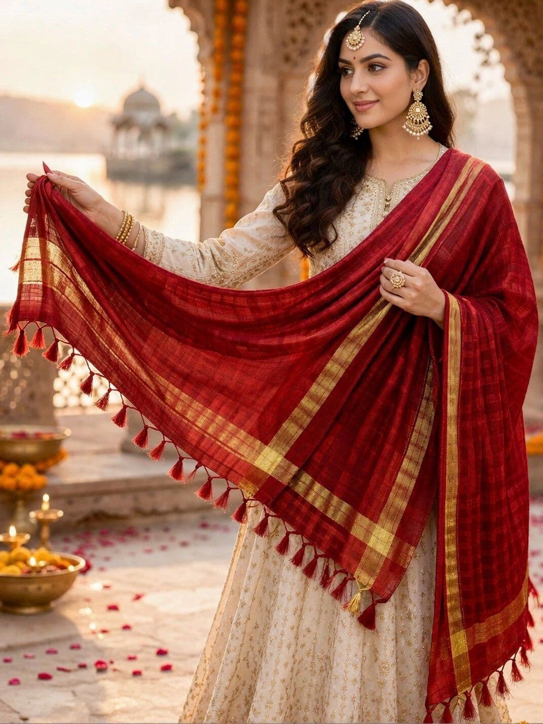 STUTI FASHION Woven Design Art Silk Dupatta thumbnail 2