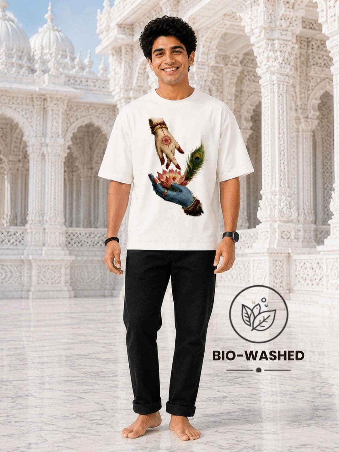 EXCELLO Men Printed Drop-Shoulder Sleeves T-shirt thumbnail 2