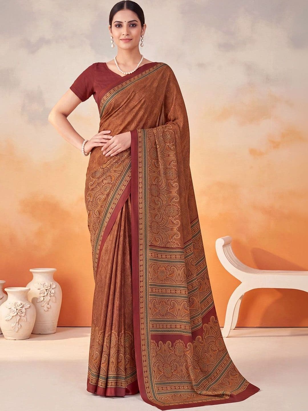 Anouk Ethnic Motifs Poly Crepe Designer Saree thumbnail 7