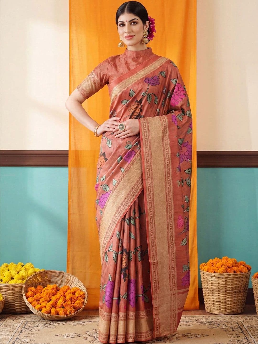 Anouk Floral Designer Saree - view 1