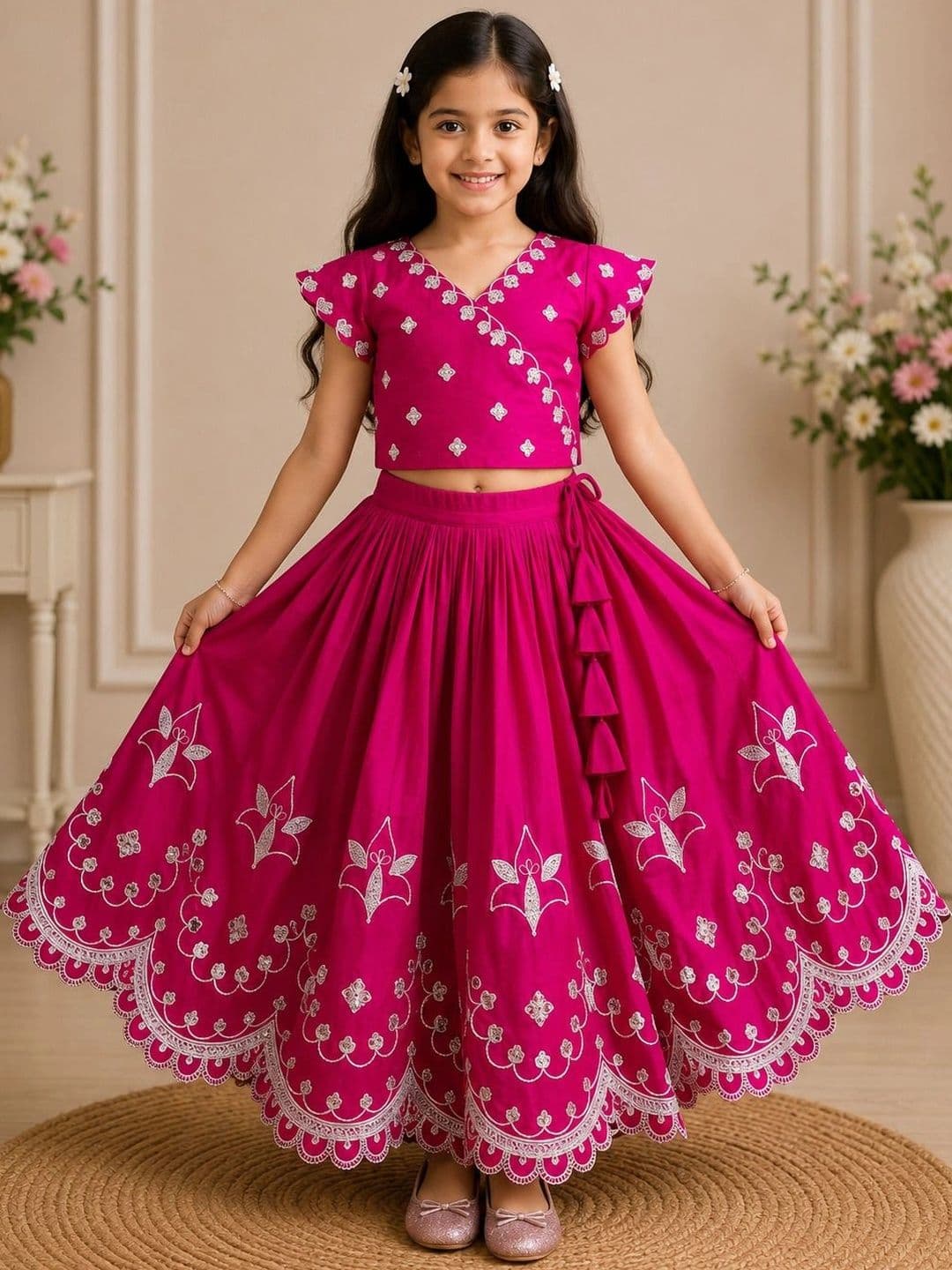 KALINI Girls Embroidered Thread Work Ready to Wear Lehenga & - view 1