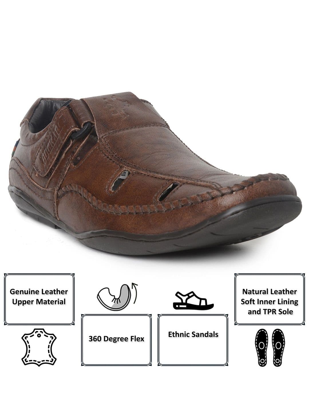 Buckaroo Men Brown Genuine Leather Comfort Sandals thumbnail 5