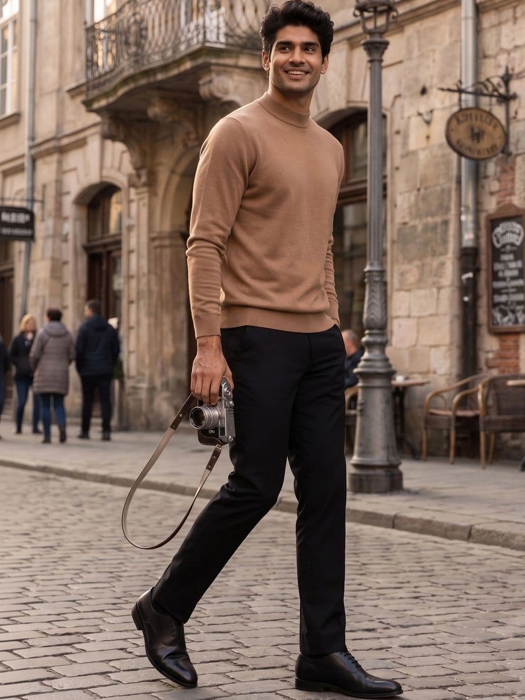 Roadster Men Solid High-Neck Regular-Fit Knitted Sweater thumbnail 5