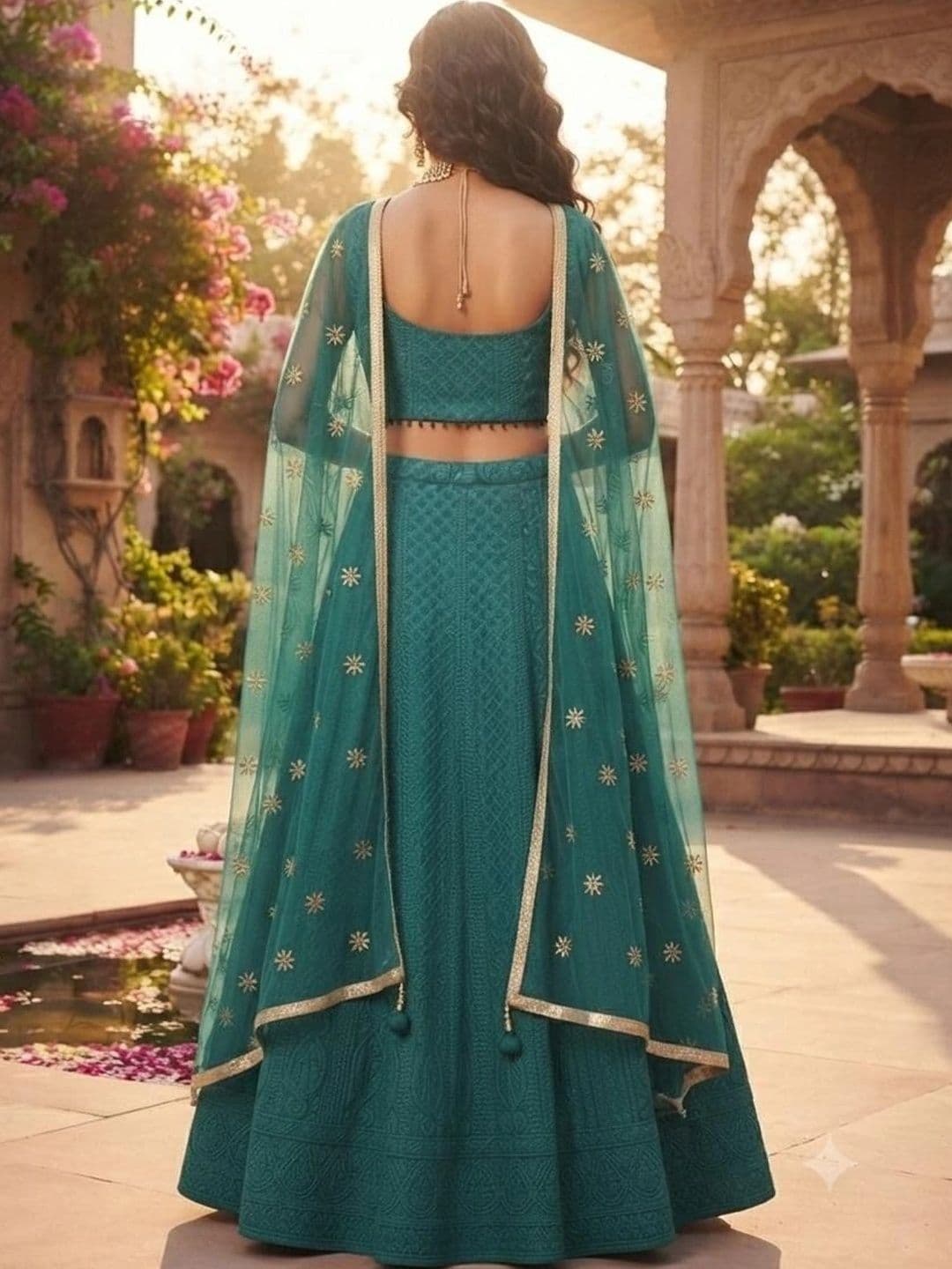 Indi Kal Embroidered Thread Work Ready to Wear Lehenga & Blouse With Dupatta thumbnail 4
