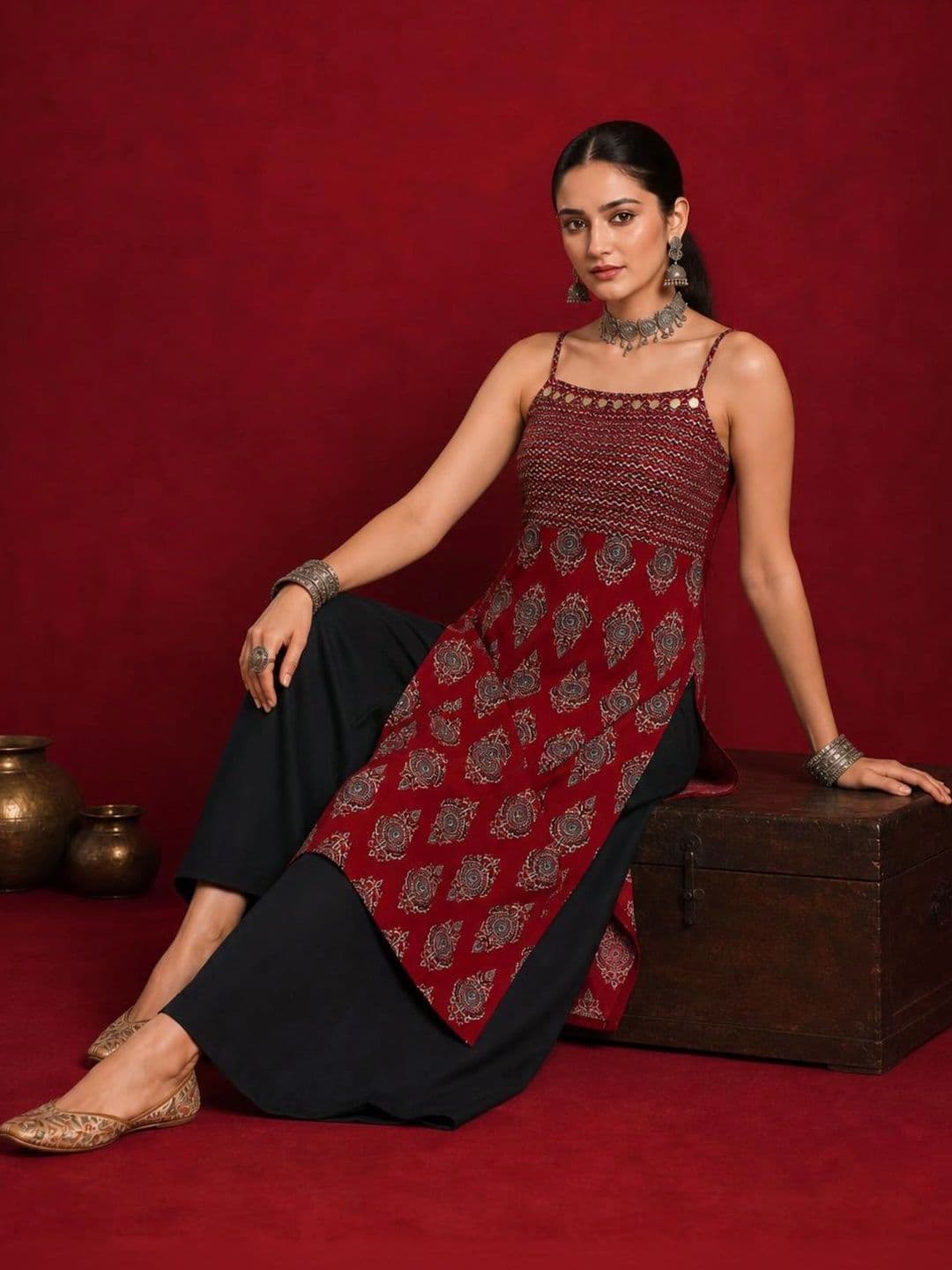 Ethnic Junction Women Printed Navratri Speical Backless kurta - view 1