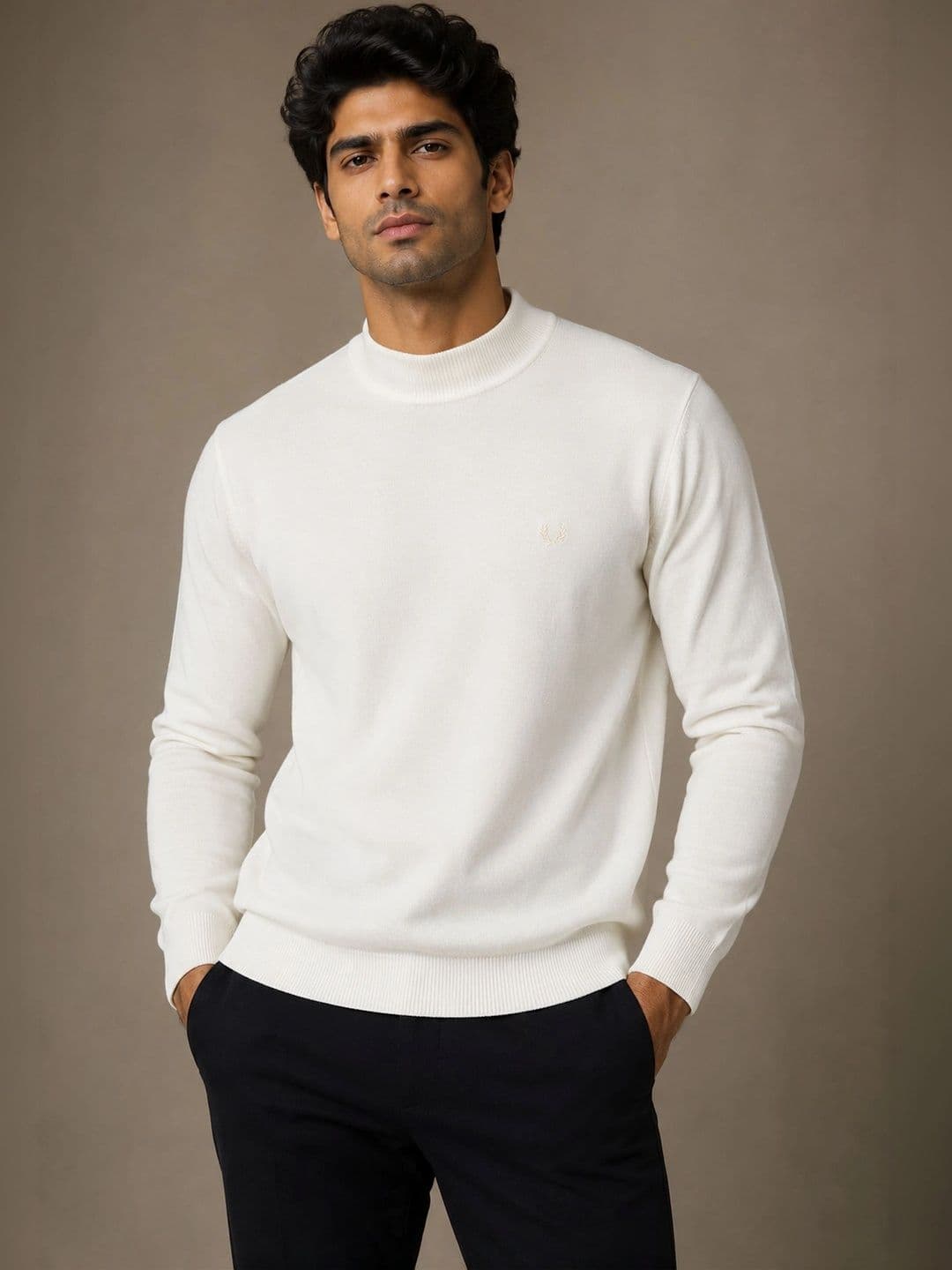 HERE&NOW Men Cotton Regular Fit High-Neck Pullover - view 1