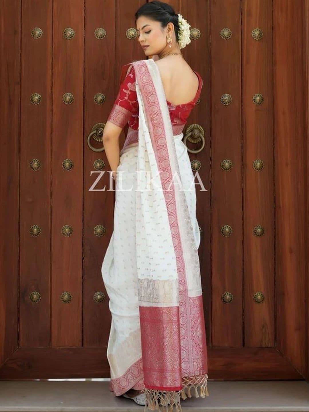 ZELLURE Woven Design Zari Art Silk Kanjeevaram Saree thumbnail 2