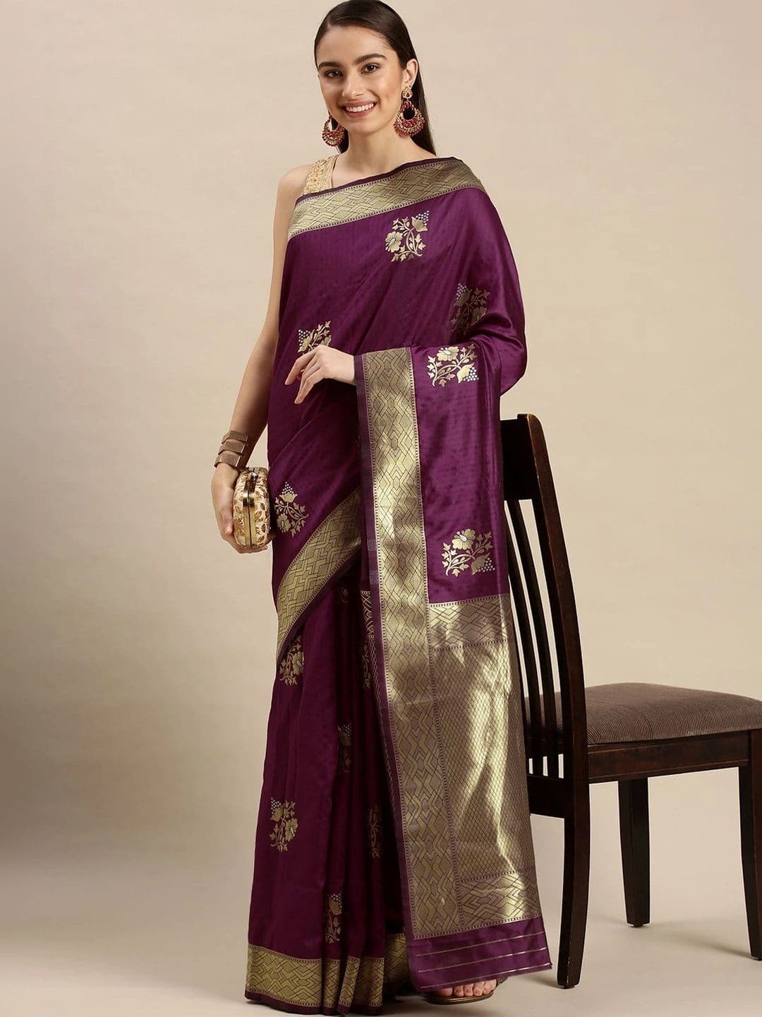 Dhaaga Ghar Women Floral Zari Art Silk Banarasi Saree - view 1